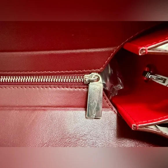 Christian Louboutin Calfskin Spikes Loubinthesky Medium Paloma Tote | Merlot - Picture 11 of 16